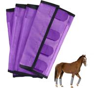 Breathable Mesh Horse Flyproof Leggings,Comfortable Pony Leggings,Shoofly Boots Set For Horses With Lightweight Mesh,Set Of 4 Leg Wraps For Pasture Or Stable Use,Leg Flys Protection,Purple