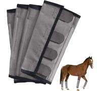 Breathable Mesh Horse Flyproof Leggings,Comfortable Pony Leggings,Shoofly Boots Set For Horses With Lightweight Mesh,Set Of 4 Leg Wraps For Pasture Or Stable Use,Leg Flys Protection,Grey
