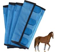 Breathable Mesh Horse Flyproof Leggings,Comfortable Pony Leggings,Shoofly Boots Set For Horses With Lightweight Mesh,Set Of 4 Leg Wraps For Pasture Or Stable Use,Leg Flys Protection,Blue