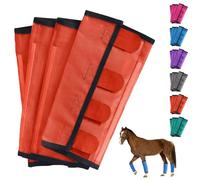 Breathable Mesh Horse Flyproof Leggings, Mesh Horse Fly Boots Set, Loose Fitting Non Slip Leggings for Horses, Stay-On Comfortable Tear-Resistant Leg Guards for Adjustable and Universal(Orange)