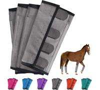 Breathable Mesh Horse Flyproof Leggings, Reduces Stress & Stomping,Boots Set for Horses with Lightweight Mesh for Adjustable and Universal,Stay-On Comfortable Tear-Resistant Leg Guards (Gray)