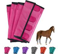 Breathable Mesh Horse Flyproof Leggings, Reduces Stress & Stomping,Boots Set for Horses with Lightweight Mesh for Adjustable and Universal,Stay-On Comfortable Tear-Resistant Leg Guards (Pink)