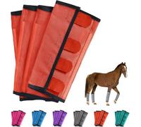 Breathable Mesh Horse Flyproof Leggings, Reduces Stress & Stomping,Boots Set for Horses with Lightweight Mesh for Adjustable and Universal,Stay-On Comfortable Tear-Resistant Leg Guards (Orange)
