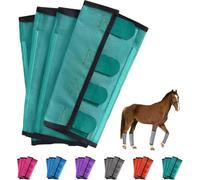 Breathable Mesh Horse Flyproof Leggings, Reduces Stress & Stomping,Boots Set for Horses with Lightweight Mesh for Adjustable and Universal,Stay-On Comfortable Tear-Resistant Leg Guards (Green)