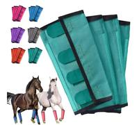 Breathable Mesh Horse Flyproof Leggings, Shoofly Leggings for Horses for Preventing Flies and Mosquitoes Bites, Mesh Horse Fly Boots Set of 4 for Hoof Damage & Leg Fatigue (Green)