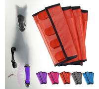 Breathable Mesh Horse Flyproof Leggingss, Set of 4 Bites Proof Horse Fly Boots w/Loose Fit Non-Slip for Pasture/Stable, Fly Protection Gear (Orange, Only one size)