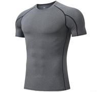Breathable Mesh Panel Gym Shirt for Men Workout(Gray S)
