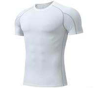 Breathable Mesh Panel Gym Shirt for Men Workout(White L)