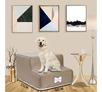 Breathable Mesh Pet Stairs Foldable Ramp Detachable Dog Cat Bed Lightweight Portable Pet Steps for Small Medium (Khaki, One Size)