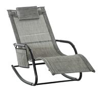 Breathable Mesh Rocking Chair Recliner Seat & Removable Headrest Dark Grey Sun