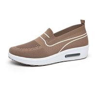 Breathable Mesh Slip On Walking Shoes for with Comfort Lightweight Sole Everyday Casual Sneakers for Busy Moms (Coffee #1, 4)