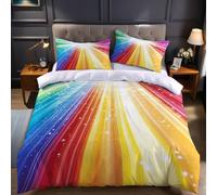 Breathable Microfiber Emperor Duvet Cover Set 290 x 235 cm orange color Bedding with Rainbow beam Soft Wrinkle Resistant Quilt Cover