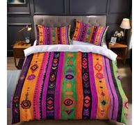 Breathable Microfiber Emperor Duvet Cover Set 290 x 235 cm Purple Bedding with Abstract floral stripes Soft Wrinkle Resistant Quilt Cover