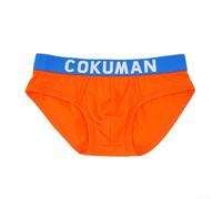 Breathable Mid Waist Men's Underwear with U Convex Pouch for Daily Comfort (L Orange)