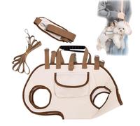 Breathable Multi-Function Pet Carrier Backpack, Dog Backpack Carrier for Small Dogs, Adjustable Shoulder Sling, with Traction Leash, for Small to Medium Dogs & Cats (Beige,Large)