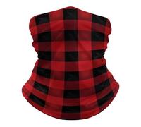 Breathable Neck Gaiter, Neck Warmer Red Black Buffalo Check Plaid Windproof Half Face Scarf for Sports Workout Running