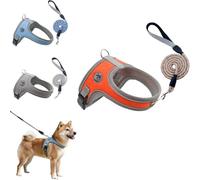 Breathable No-Pull Dog Harness with Reflective Leash Set, Adjustable Pet Harness, Reflective Service Training Easy Control Pet Vest,Easy On/Off for Small Medium Large Dogs (Orange, M)