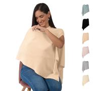 Breathable Nursing Cover Up for Breastfeeding - Privacy Nursing Covers - Newborn Essentials Must Haves - Improved Ponchy by Gold Mamas - Nude