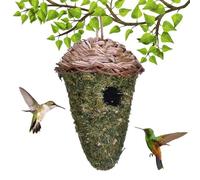 Breathable Outdoor Tit Protector - Natural Moss Hummingbird Nest Sleeping Places Dangling Houses Bag for Yard Fences Tree Module | Garden Hanging Swing Wild Bird Breeding Caddy
