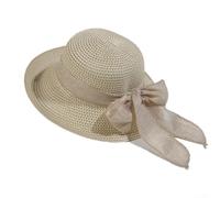Breathable Papyrus Straw Hat for Women with Wide Brim, Foldable Structure Ensures Easy Packing for Beach Vacations and Daily Outings (Beige)