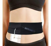Breathable PD Belt Peritoneal Dialysis Catheter Holder with Slit Mesh Pouch Abdominal Soft Waist Band Protector for Secure G J Feeding Tube Transfer Set Accessories Men Women Black