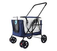 Breathable Pet Gear-Pet Trolley with 4 Wheels, High Stroller for Max Load Capacity 44LBS, Foldable Traveling Carrier with Skylight for Dogs or Cat (Blue)