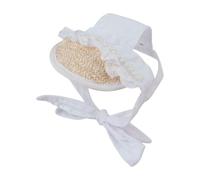 Breathable Pet Straw Sun Hat Adjustable Strap Bowknot Caps For Small Dogs With Ear Holes Outdoor Walking Camping Use Outdoor Dog Hat