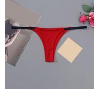 Breathable Polyester Thongs for Women with Low Waist Fit and Fine Straps Supporting Range of Motion for Fitness and (L Red)