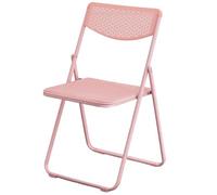 Breathable PP Lightweight Folding Chairs, Carbon Steel Frame Durable Dining Chair, For Indoor & Outdoor(Pink color)