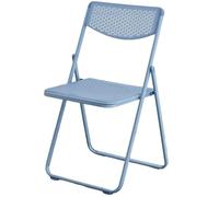 Breathable PP Lightweight Folding Chairs, Carbon Steel Frame Durable Dining Chair, For Indoor & Outdoor(Gray blue)