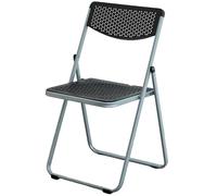 Breathable PP Lightweight Folding Chairs, Carbon Steel Frame Durable Dining Chair, For Indoor & Outdoor(Silver black)