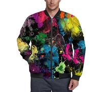 Breathable Psychedelic Colorful Graffiti Men's Flight Bomber Jacket Fall Winter Warm Coat For Womens With Pockets