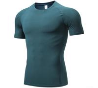 Breathable Quick Dry Men's T Shirt For Marathon Training Running Gym Workout Moisture Wicking 3D Cut Top(L Green)