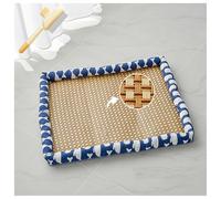Breathable Rattan Cooling Pet Bed, 2025 Cooling Bed for Pets with Heat Resistant Rattan, Woven Breathable Square Washable Bed with Edge for Dogs Cats (#6, L: 50 * 61cm)
