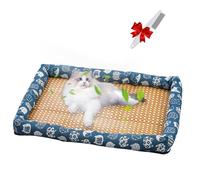 Breathable Rattan Cooling Pet Bed, 2025 Rattan Cooling Pet Bed - Breathable Summer Mat for Cats & Small Dogs, Washable Natural Rattans Cool Cat Dog Mat (A, L(60 * 45cm))