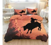 Breathable Reversible Duvet Cover - Brown Soft And Easy Care Microfiber Western Cowboy Cow Cloud Printed Down Duvet Covers, King Size Comfortable Bedding Set for Girls Kids Adult