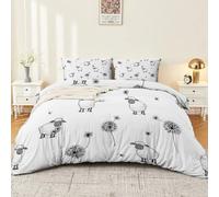 Breathable Reversible Duvet Cover - White Soft And Easy Care Microfiber Cartoon Dandelion Sheep Printed Down Duvet Covers, Super King Size Comfortable Bedding Set for Teens Girls Kids