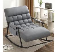 Breathable Rocking Chair - Modern Lounger with Soft Cushion and Adjustable Armrests for Bedroom and Living Room