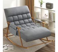 Breathable Rocking Chair, Modern Soft Cushion Zero Gravity Garden Lounger with Armrests and Side Pockets, Adjustable Angle for Bedroom and Living Room