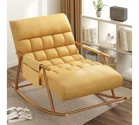 Breathable Rocking Chair, Modern Soft Cushion Zero Gravity Garden Lounger with Armrests and Side Pockets, Adjustable Angle for Bedroom and Living Room
