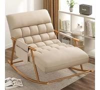Breathable Rocking Chair, Modern Soft Cushion Zero Gravity Garden Lounger with Armrests and Side Pockets, Adjustable Angle for Bedroom and Living Room