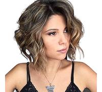Breathable Rose net Adjustable Size Women's Short Curly Wig Heat-Resistant Synthetic Short Wig Suitable for Daily Party use Photo Color,12in (Photo Color 12in)