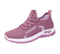 Breathable Running Trainers Women Non Slip Athletic Sneakers Comfortable Memory Foam Footwear Soft Sole Walking Shoes Wide Fit Gym Sneakers Lace Up Lightweight Mesh Trainers Women Purple