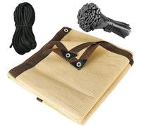 Breathable Shade Net for Garden Rectangle Sun Protection Mesh Beige with Rope & Cable Ties Ideal for Patio & Balcony Available in 3.0/5/7/9/11m (6x6m)