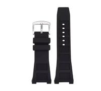 Breathable Silicone 30mm Watchband Men Compatible With IWC Engineer Iw323601 Iw376501 Iw322503 Concave Interface Watch Straps(Black Silver)