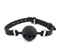 Breathable Silicone Sex Gag for SM Games, Open Mouth Bondage Ball Gags for Sex Play, Bondage Restraints Toys BDSM Bite Gag Muzzles, Women and Men Silicone Sex Toys (Black, Small)