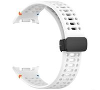 Breathable Silicone Watch Strap For Samsung For Galaxy Watch8, Magnetic Folding Buckle Band With Ventilation Holes, 5.5-8.7 Inch(WHITE)