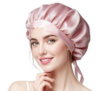 Breathable Silk Bonnet, Women Mulberry Silk Anti-Slip Cap, Silk Cap for Women with Elastic, Night Hat for Women, Satin Night Cap, Hair Care (Pink)