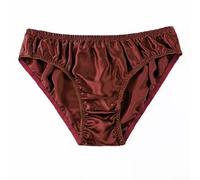 Breathable Silk Triangle Brief Underpants for Men Designed with Comfort in Mind and Solid Color (L Wine Red)