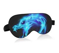 Breathable Sleeping Eyes Mask, Cool Feeling Eye Sleep Cover for Summer Rest, Elastic Contoured Blindfold for Women & Men Travel, Blue Dragon Fire